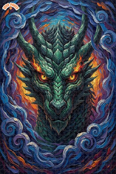 Esranın Dünyası Fire-Breathing Dragon Oil Painting Lookalike Double-Layer Fra...