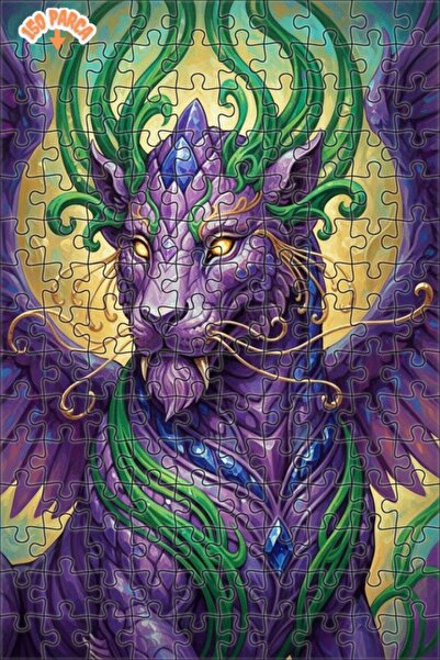 Esranın Dünyası Mysterious Dragon Lion Oil Painting Lookalike Double-Layer Fr...