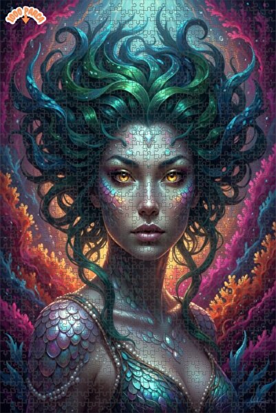 Esranın Dünyası Mermaid Legend Oil Painting Look Modern Double-Decker Framed ...