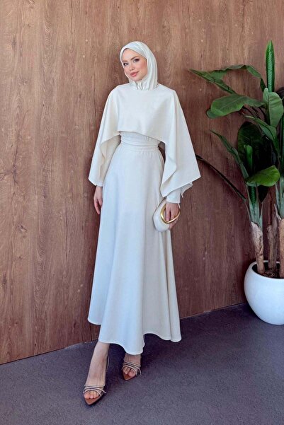 Hazamoda Double Cape Dress Beige