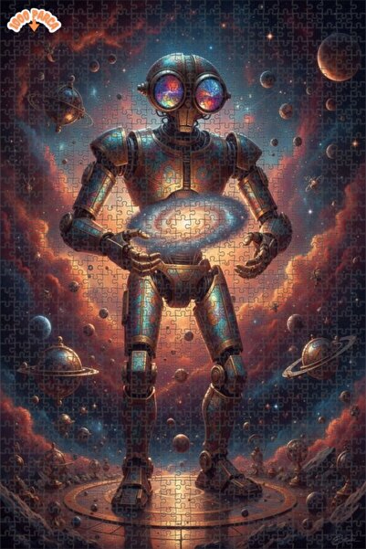 Esranın Dünyası لوحة فنية روبوتية جالاكتيكية مزدوج الطبقات بازل خشبي مؤطر 100...