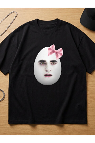 Savnera Twilight Alacakaranlık Pembe Kurdeleli Eggward Baskılı Oversize Unise...