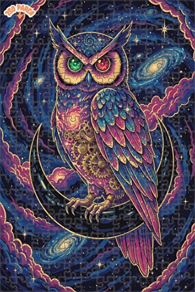 Esranın Dünyası لغز خشبي مكون من مزدوج الطبقات إطارًا بتصميم بومة غامضة وحلما...