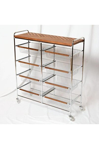 OEM Premium 4-Basket Trolley with Wheels – Elegant Metal Organizer for Kitche...