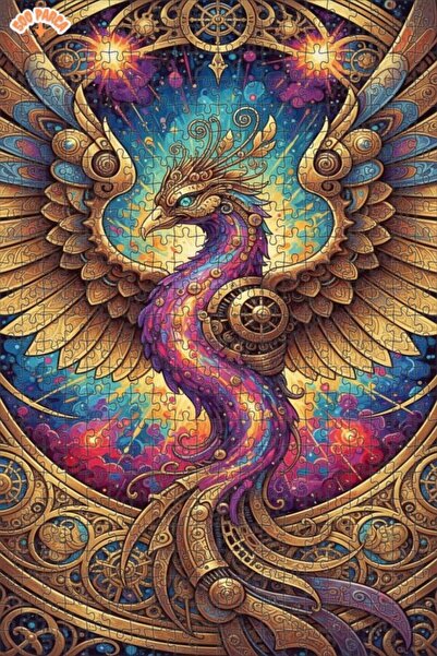 Esranın Dünyası Golden Winged Mythological Phoenix Oil Painting Lookalike Art...