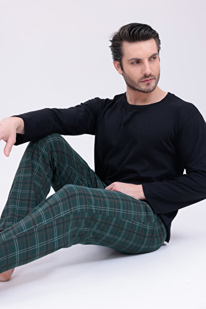 Pijamasoft Men's Pocketed Long Sleeve Pajama Set Neft Green