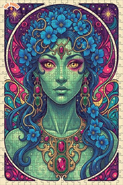 Esranın Dünyası Magical Green Goddess Oil Painting Lookalike Art 500 Pieces 5...