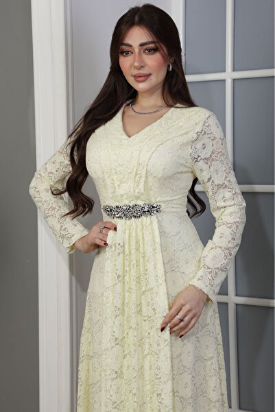 ٌRominz fashion فستان عصري بنقوش هندسية ودانتيل - فخامة المناسبات - متوفر الآن شحن فوري