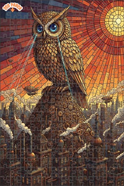 Esranın Dünyası لغز البومة في مدينة البخار الفني مزدوج الطبقات بازل خشبي مؤطر...