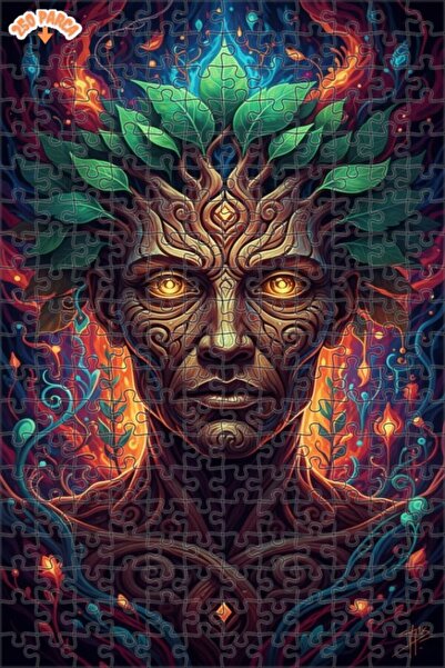 Esranın Dünyası Nature Mother Tree Man Oil Painting Look Double Layer Framed ...