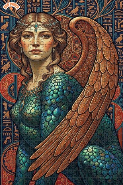 Esranın Dünyası Mystical Egyptian Queen Winged Woman Oil Painting Double-Laye...