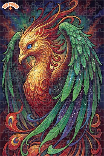 Esranın Dünyası Majestic Phoenix Oil Painting Look Double Layer Framed Wooden...