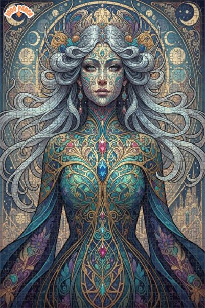 Esranın Dünyası Mysterious Moon Goddess Oil Painting Lookalike Double-Layer F...