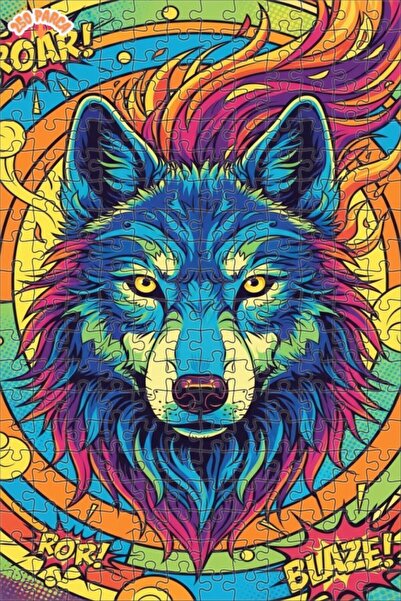 Esranın Dünyası لغز خشبي على شكل رسم زيتي لذئب بري، فن حديث، مزدوج الطبقات إط...