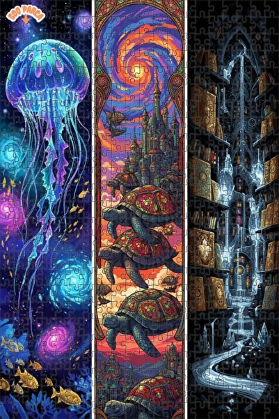 Esranın Dünyası Galactic Jellyfish Oil Painting Lookalike Art Double-Layer Fr...