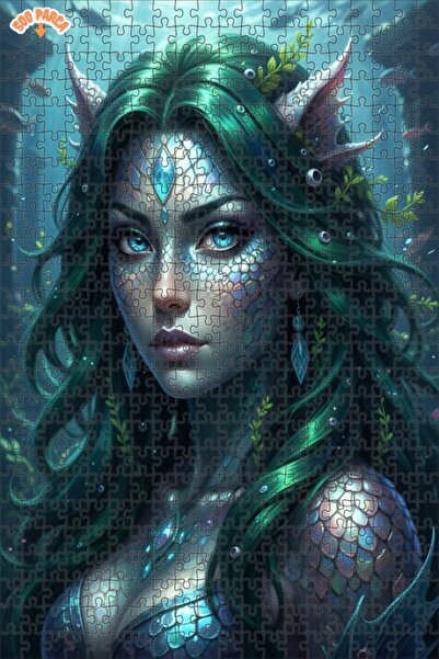 Esranın Dünyası لغز خشبي بإطار ذو طابقين بتصميم فني لحورية البحر 500 قطعة 50×30