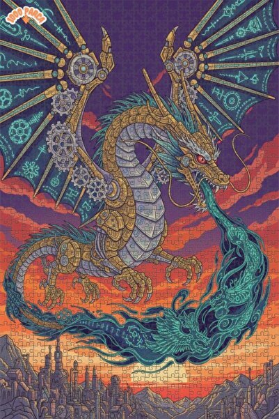 Esranın Dünyası Mechanical Dragon Art Double Layer Framed Wooden Puzzle 1000 ...