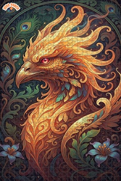 Esranın Dünyası Magical Phoenix Oil Painting Look Double Layer Framed Wooden ...