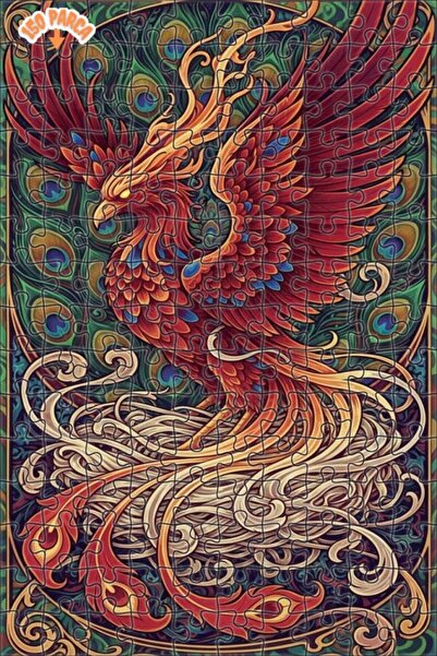 Esranın Dünyası Flame-Adorned Phoenix Oil Painting Lookalike Double-Layer Fra...