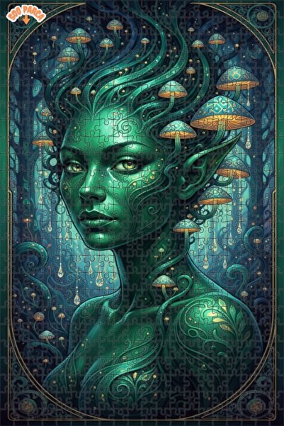 Esranın Dünyası Forest Fairy Oil Painting Look Double Layer Framed Wooden Puz...