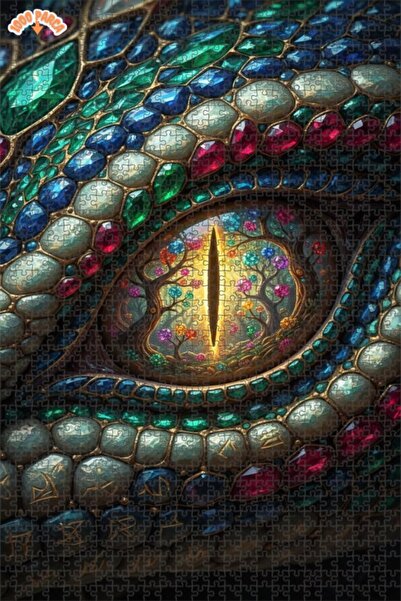 Esranın Dünyası Magical Dragon Eye Oil Painting Lookalike Double-Layer Framed...