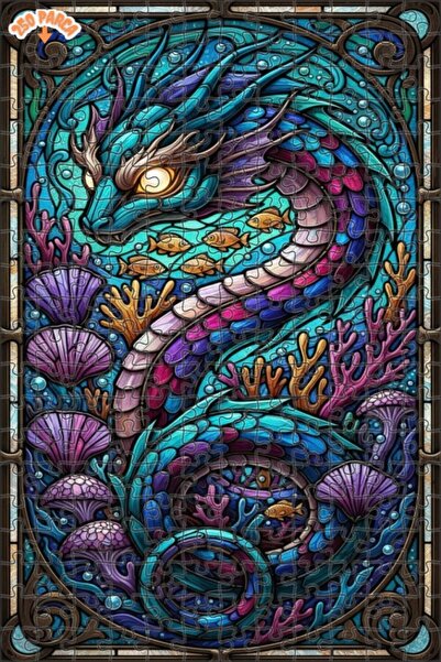 Esranın Dünyası Sea Dragon Glass Mosaic Look Wooden Puzzle 250 Pieces 30X30