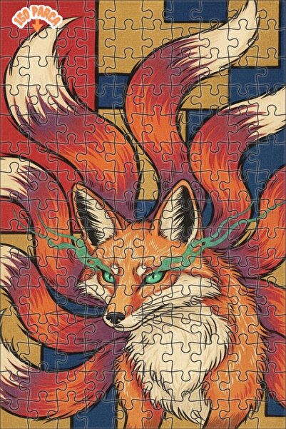 Esranın Dünyası Kitsune Nine Tailed Fox Oil Painting Look Art Puzzle 150 Piec...