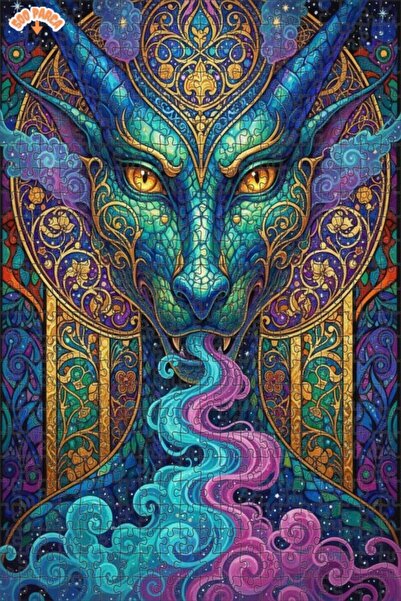 Esranın Dünyası Mysterious Dragon Watercolor Look Art Puzzle 500 Pieces 50X30
