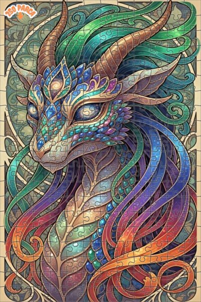 Esranın Dünyası Fantastic Dragon Oil Painting Look Art Wooden Puzzle 250 Piec...