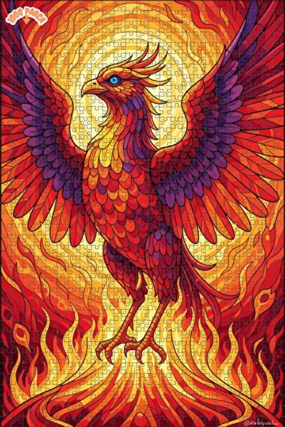 Esranın Dünyası Red Phoenix Double Layer Framed Wooden Puzzle 1000 Pieces 70X50