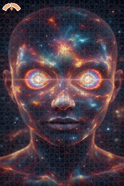 Esranın Dünyası Universe Face Oil Painting Lookalike Double-Layer Framed Wood...