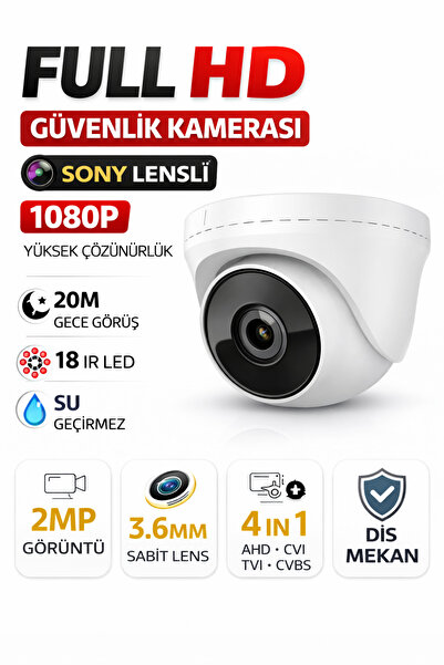 Ecocam Full HD 1080P Sony Lensli Güvenlik Kamerası 20m Gece Görüşlü Plastik K...
