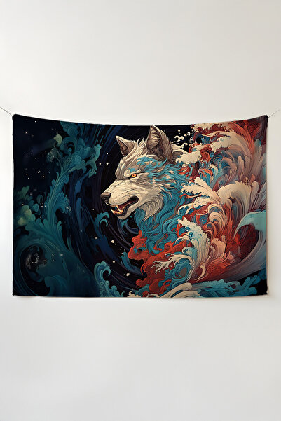 Charmbi غطاء جداري من نوع Warrior Ancient Wolf - لوحة جدارية كبيرة الحجم سجاد...