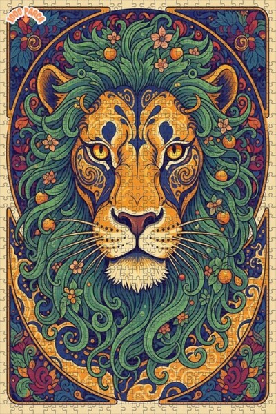 Esranın Dünyası The Strong Face of the Lion Puzzle Double-Layer Framed Wooden...