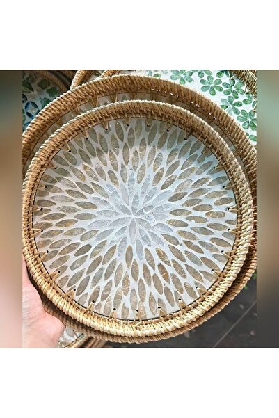 Renesse Home Cairo Handmade Rattan Tray 30 cm – Natural Wicker Presentation T...