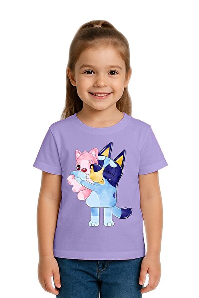 SEDİRLİ Unisex Bluey baskılı Çocuk Tişört pamuklu penye kumaş