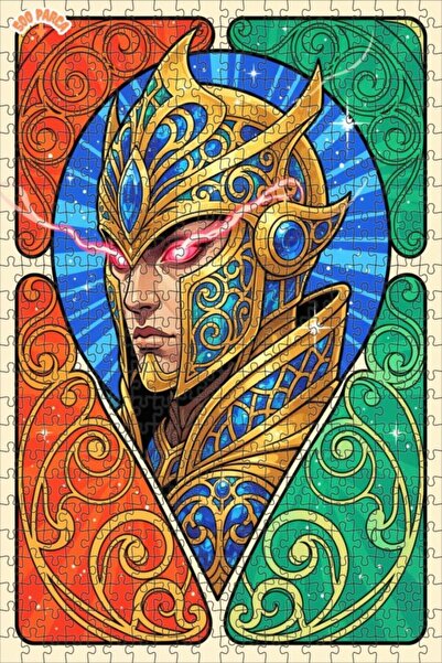 Esranın Dünyası Golden Armored Warrior Looking Wood Puzzle with Double-Layer ...