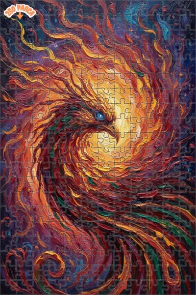 Esranın Dünyası Phoenix Oil Painting Look Double Layer Framed Wooden Puzzle 2...