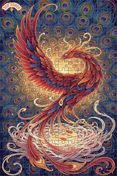 Esranın Dünyası Gorgeous Phoenix Oil Painting Look Double Layer Framed Wooden...