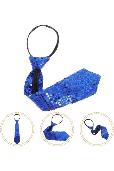 Skygo ربطة عنق للحفلات مزينة بالترتر الأزرق اللامع مقاس 33 سم