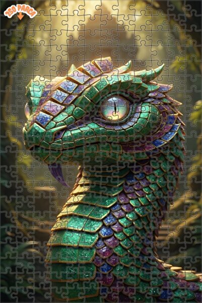 Esranın Dünyası Dragon Eye Oil Painting Lookalike Art Wooden Puzzle Double-La...