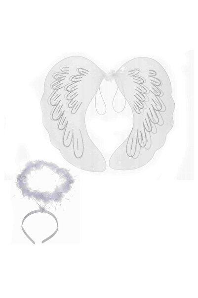 Skygo White lace tulle fairy wing and fairy crown set 45x40 cm