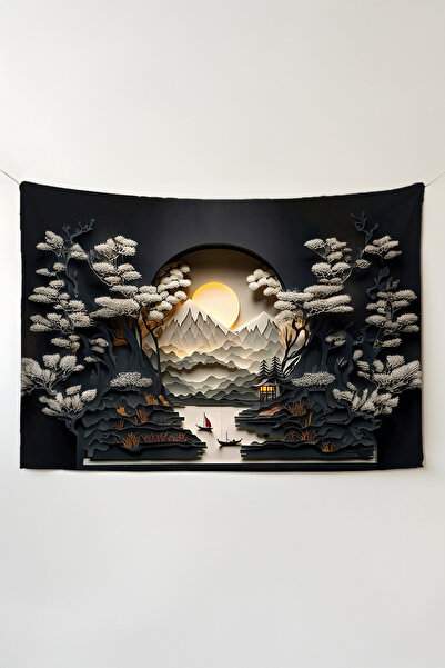 Charmbi غطاء جداري بتصميم شروق الشمس باللون الأبيض - نسيج جداري كبير الحجم سج...