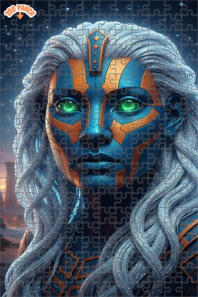 Esranın Dünyası لغز خشبي بمظهر لوحة زيتية لامرأة محاربة فضائية 250 قطعة 30×30