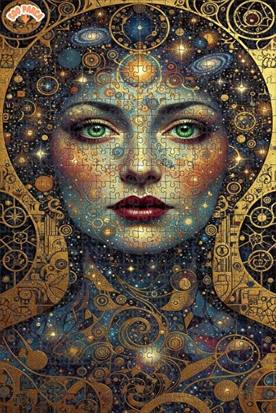 Esranın Dünyası Cosmic Woman Portrait Digital Print Views Double-Layer Framed...
