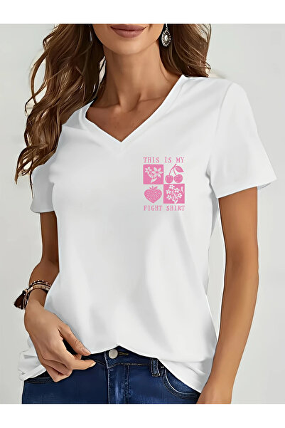 mercoledi Mâneci cu decolteu în V Heart cu imprimeu pentru femei, model obișn...