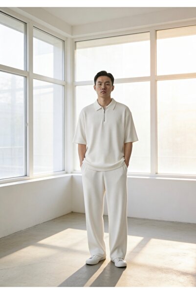 Shine Stone Men's Half-Zip Ottoman Fabric Tracksuit Set