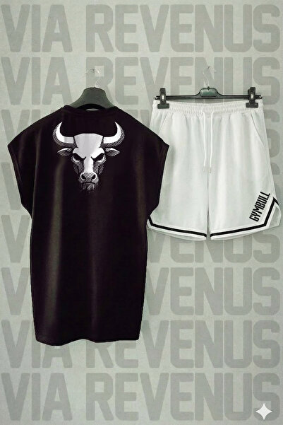 Vordevia Boğa Printed Zero Sleeve Sports Tshirt and Shorts Sports Training Set