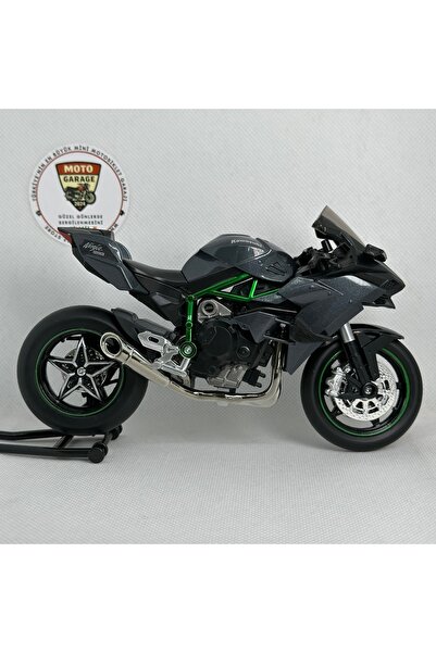 MotoGarage Kawasaki Ninja H2R 1:12 Diecast Motosiklet Modeli - Sesli Işıklı - Siyah Yeşil