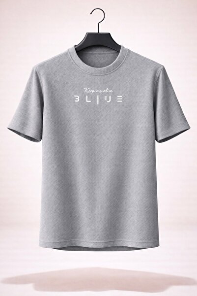 BAROS Men's Waffle Fabric Crew Neck Injection Printed T-Shirt